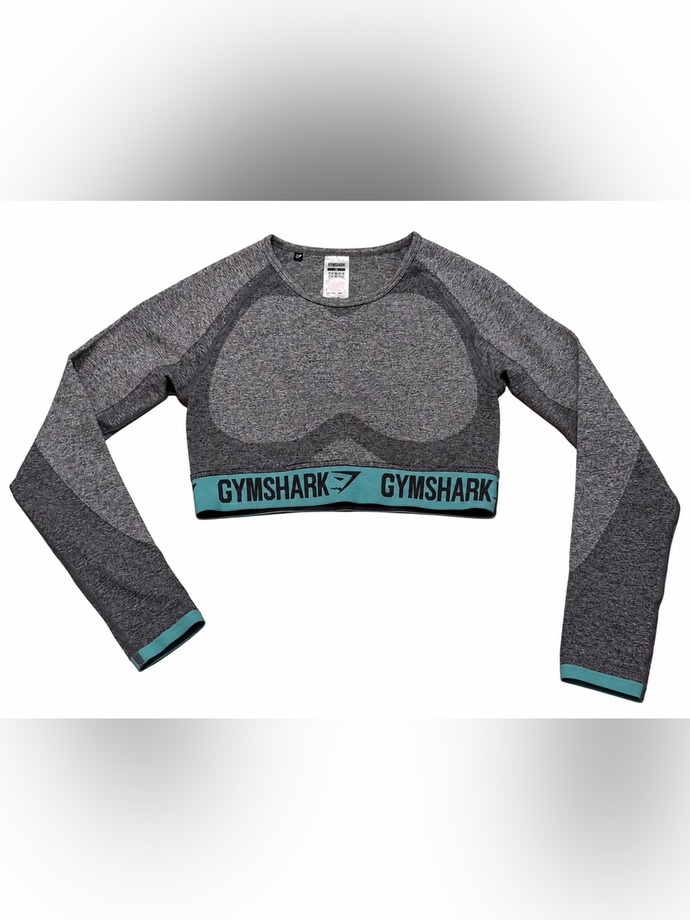 Gymshark Seamless Long Sleeve Crop Top Gray Teal Size M